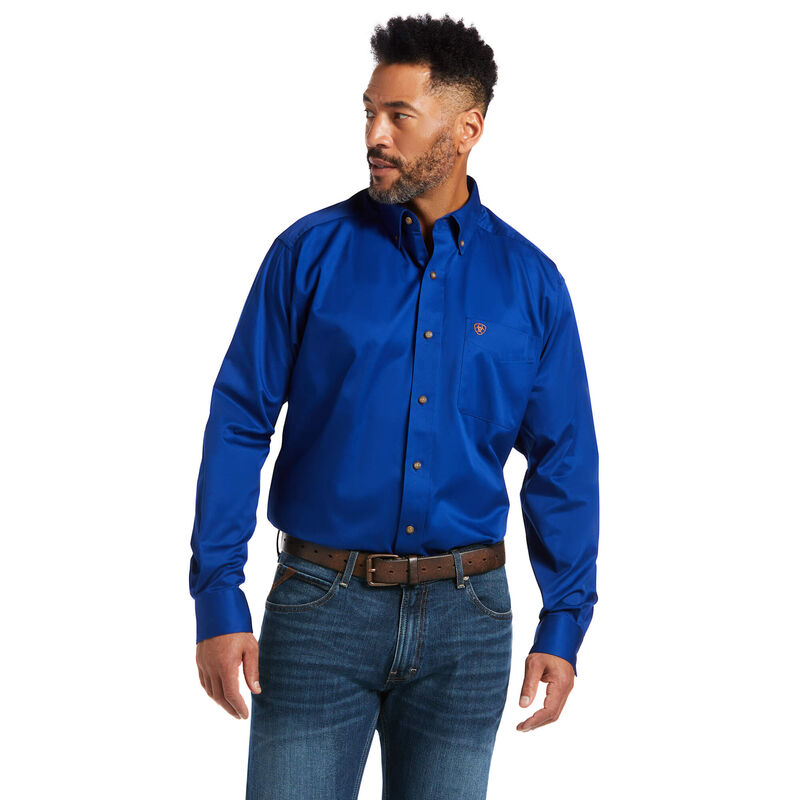 Camisas Ariat Solid Twill Classic Fit Azules Hombre - Chile 879-TXMLKH